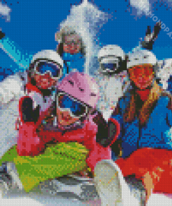 Family Skiing Diamond Painting