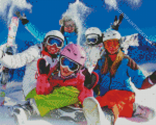 Family Skiing Diamond Painting