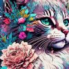 Floral Cat Diamond Painting