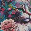 Floral Cat Diamond Painting