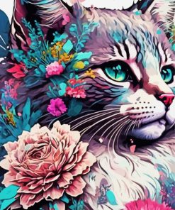 Floral Cat Diamond Painting