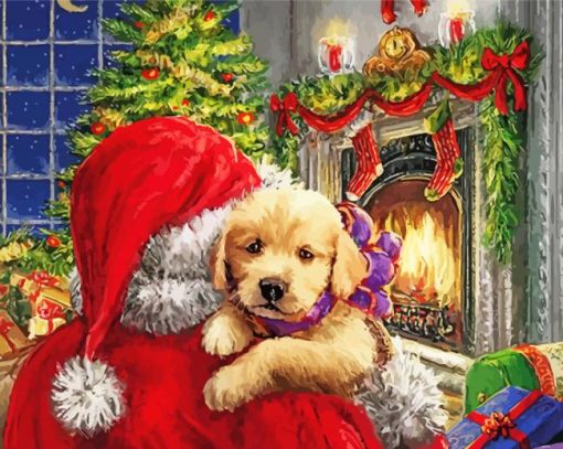 Santa And Puppy Diamond Painting