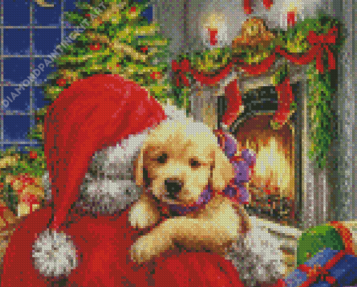 Santa And Puppy Diamond Painting