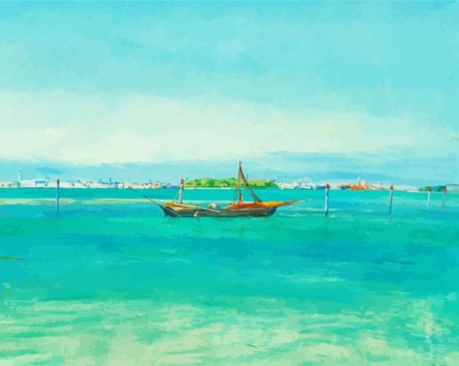 Boat In Sea Diamond Painting