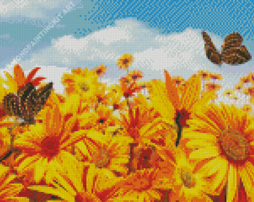 Butterflies In Sunflower Diamond Painting