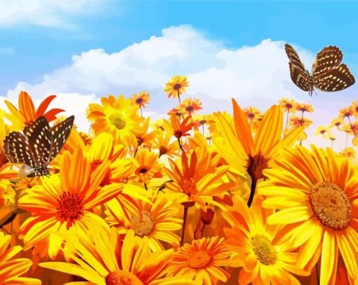 Butterflies In Sunflower Diamond Painting