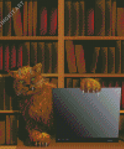 Cat In The Library Diamond Painting