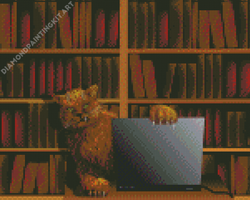 Cat In The Library Diamond Painting