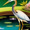 Heron In Garden Diamond Painting