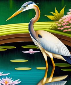 Heron In Garden Diamond Painting