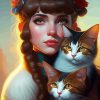 Cute Girl And Cat Diamond Painting