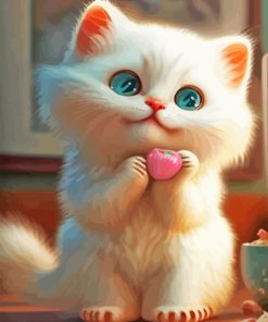 White Cat Diamond Painting