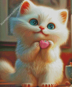 White Cat Diamond Painting