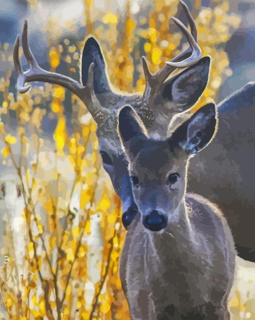 Doe And Fawn Animals Diamond Painting