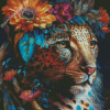 Floral Jaguar Diamond Painting