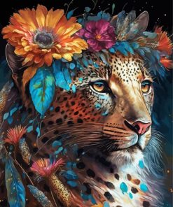 Floral Jaguar Diamond Painting