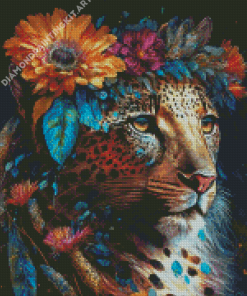 Floral Jaguar Diamond Painting