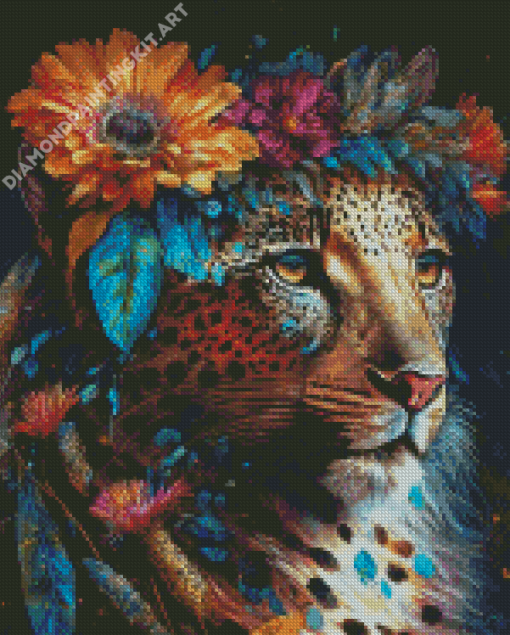 Floral Jaguar Diamond Painting