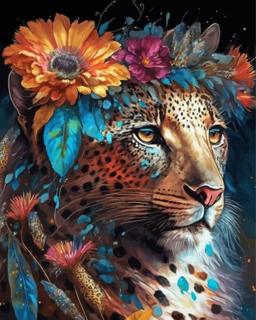 Floral Jaguar Diamond Painting