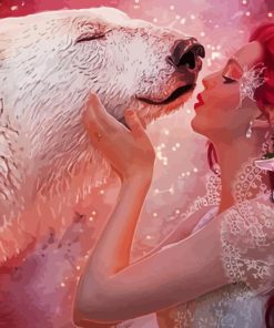 Girl Kissing Bear Diamond Painting