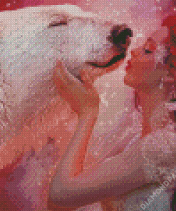 Girl Kissing Bear Diamond Painting