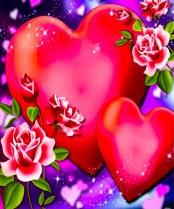 Love Flowers Heart Diamond Painting