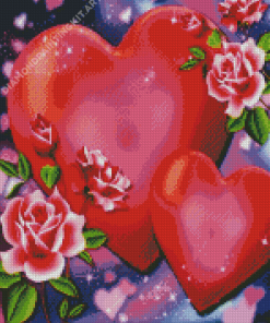 Love Flowers Heart Diamond Painting