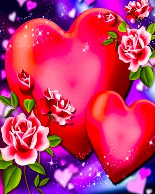 Love Flowers Heart Diamond Painting