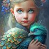 Peacock And Girl Diamond Painting