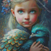 Peacock And Girl Diamond Painting