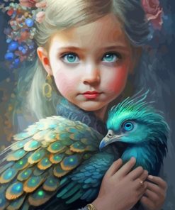 Peacock And Girl Diamond Painting