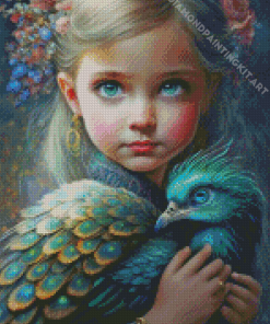 Peacock And Girl Diamond Painting