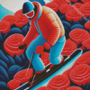 Skiing On Flowers Diamond Painting