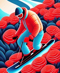 Skiing On Flowers Diamond Painting