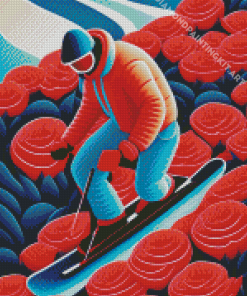 Skiing On Flowers Diamond Painting