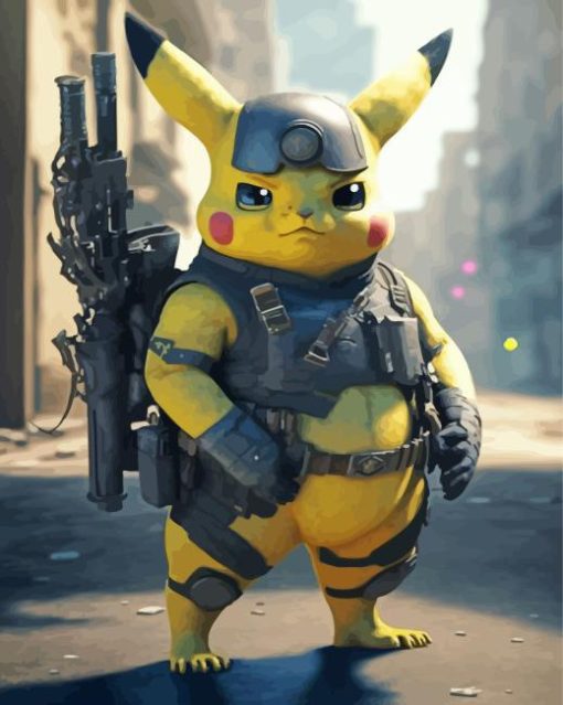 Soldier Pikachu Diamond Painting