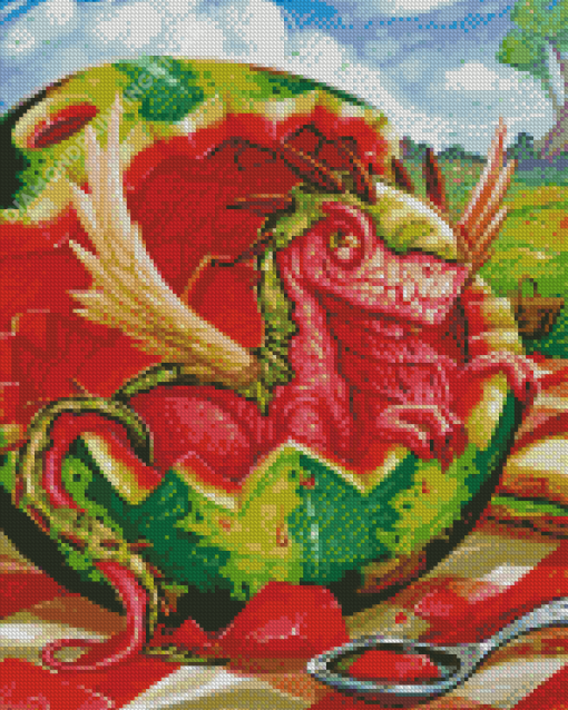 Watermelon Dragon Diamond Painting