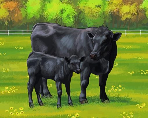 Aberdeen Angus Cows Diamond Painting