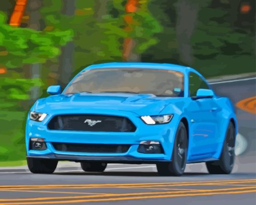 Blue Mustang Diamond Painting