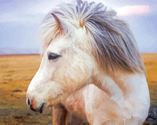 White Icelandic Horse Diamond Painting