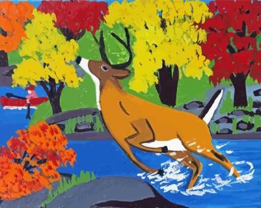 Deer In Stream Diamond Painting