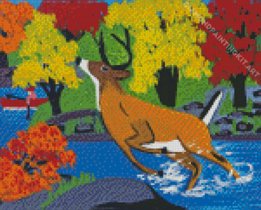 Deer In Stream Diamond Painting