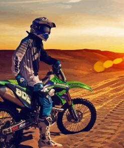 Dirtbike In Desert Sunset Diamond Painting