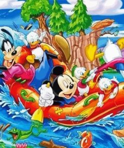 Mickey Mouse Rafting Diamond Painting