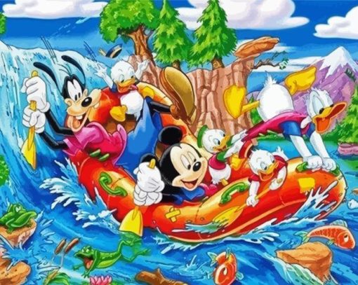 Mickey Mouse Rafting Diamond Painting