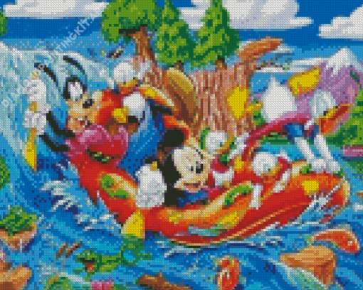 Mickey Mouse Rafting Diamond Painting