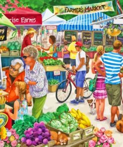 Farm Market Town Diamond Painting