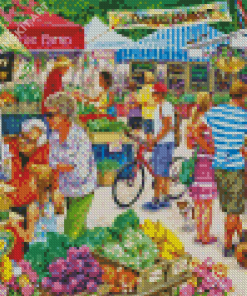 Farm Market Town Diamond Painting