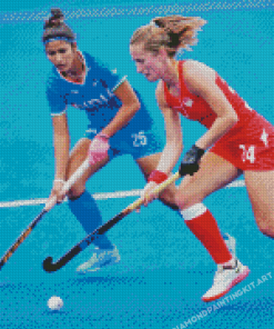 Field Hockey Women Diamond Painting