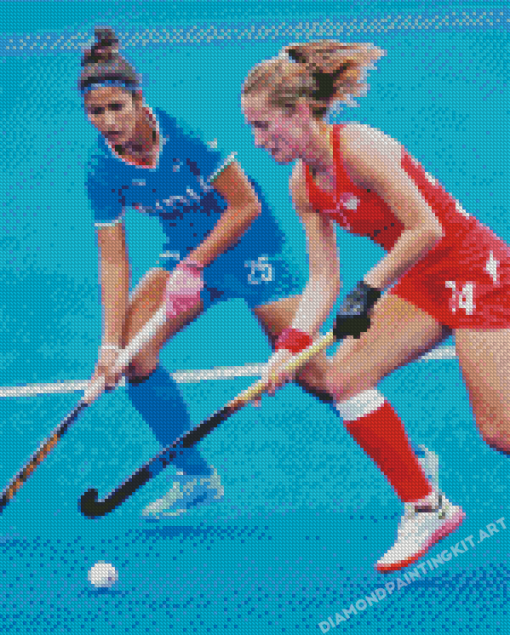 Field Hockey Women Diamond Painting